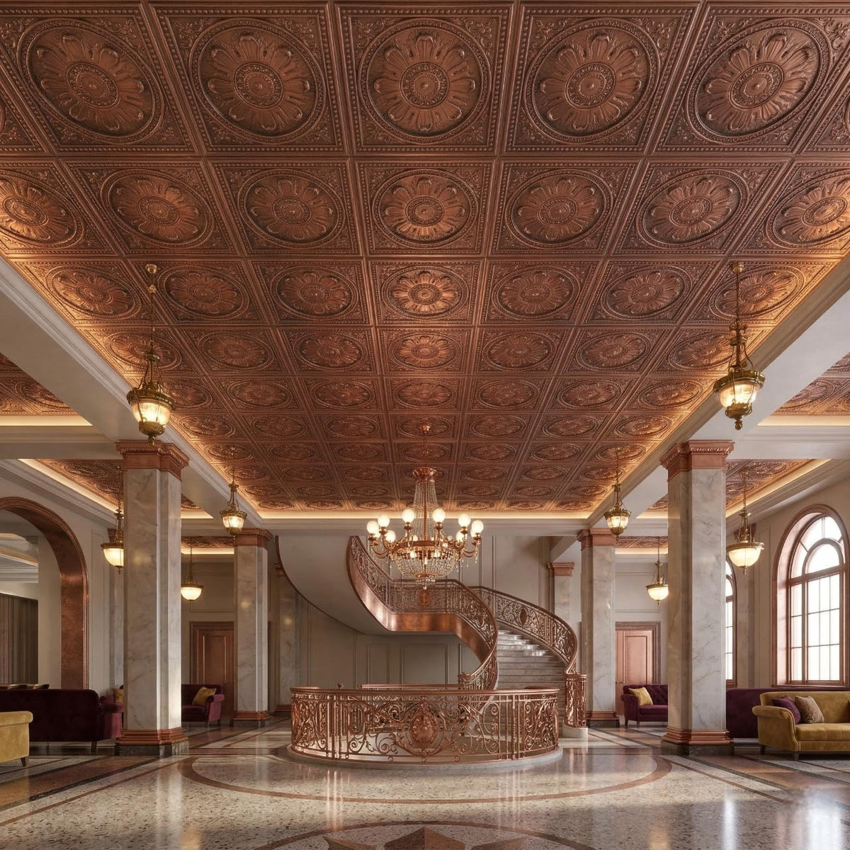 Modern PVC False Ceiling 60x60 cm - Orante Design | Red Copper