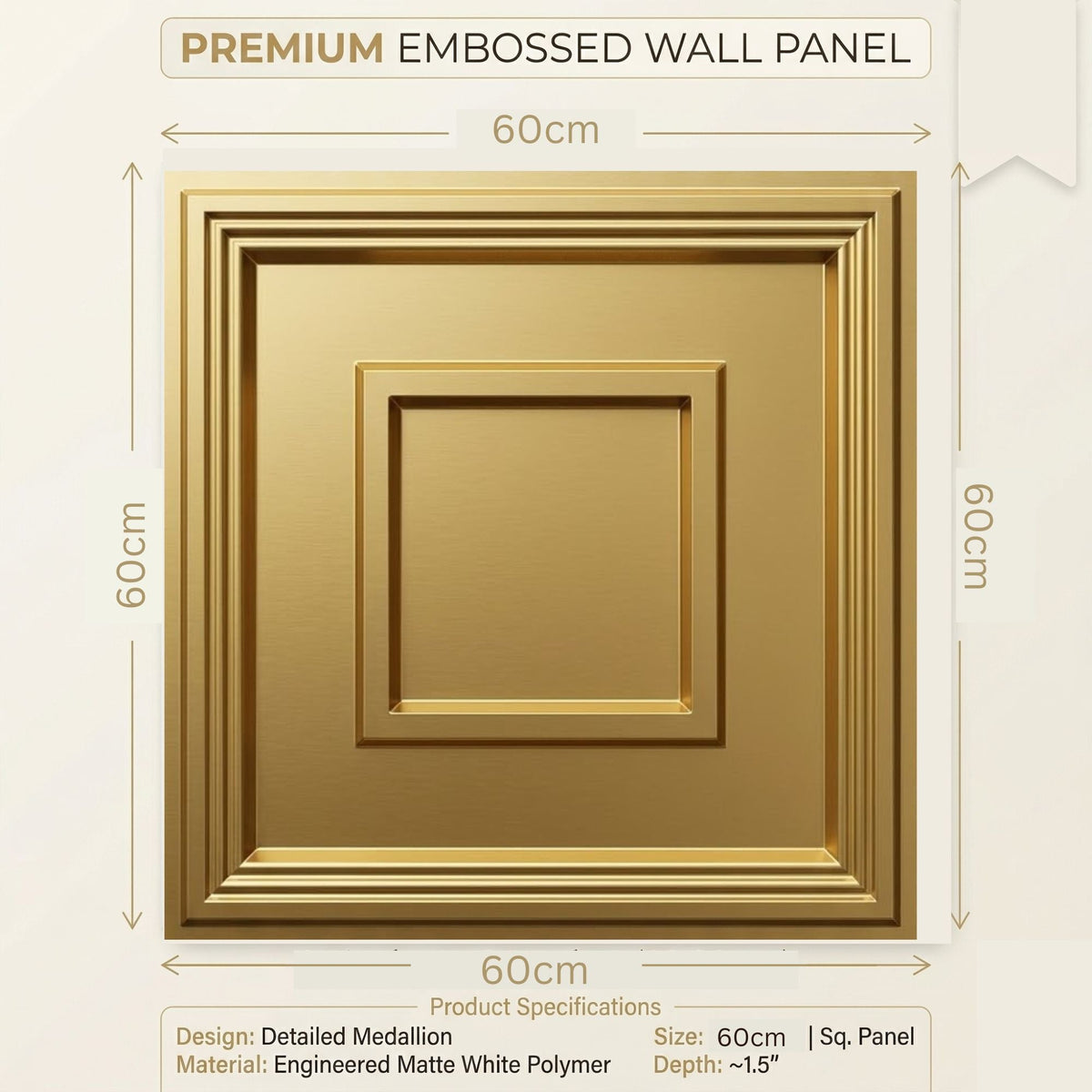 Modern PVC False Ceiling - 60x60 cm Square Design Champagne Gold