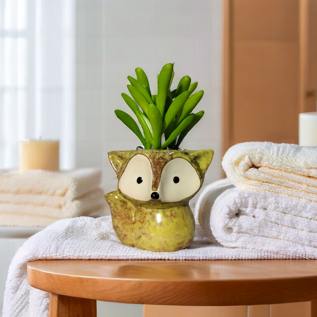 Artificial Succulent Plant with Cute Ceramic Pot for Home Decor - (Pack of 4)