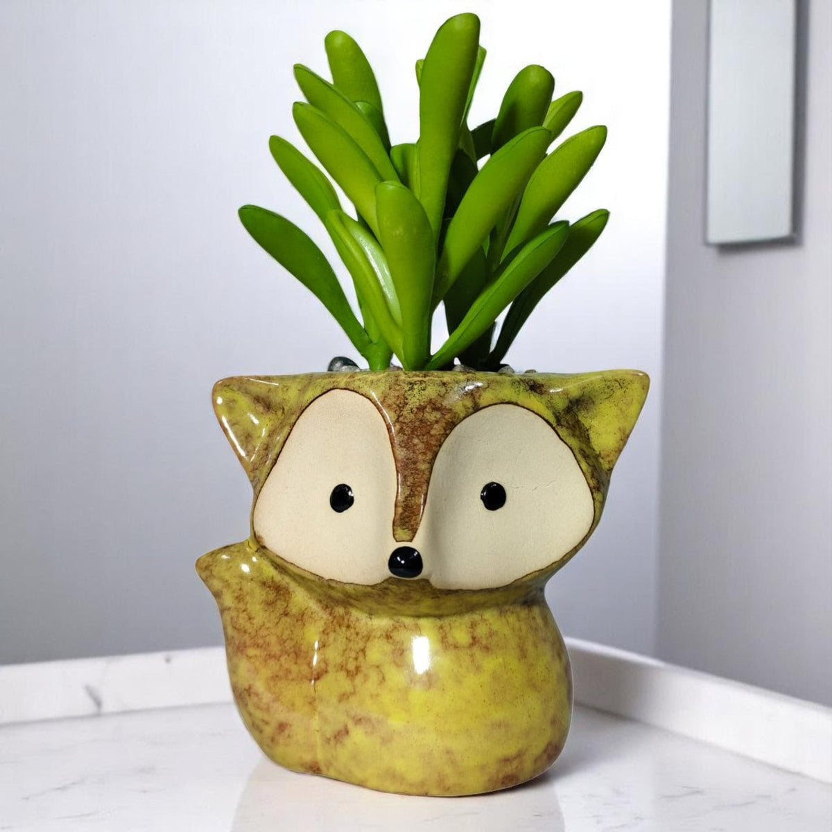 Artificial Succulent Plant with Cute Ceramic Pot for Home Decor - (Pack of 4)