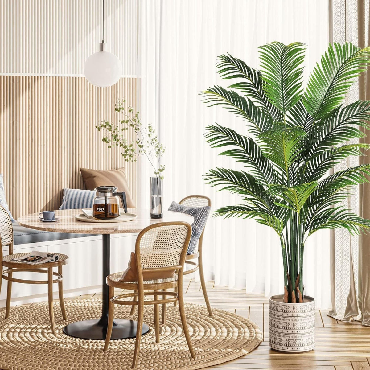 Artificial Palm Plant for Home Decor with Pot (Iron Rod Stems)