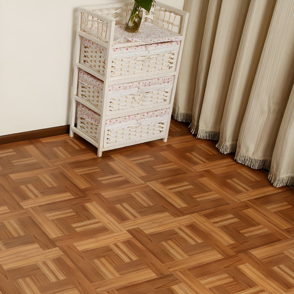 Peel and stick vinyl floor tiles 30 X 30cm (11pcs in a pack) covering 11sqft area- Brown