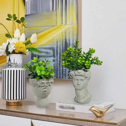 Artificial Succulent Plant with Cute Ceramic Pot for Home Decor - (Pack of 2)