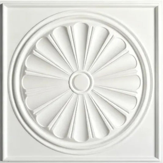 Modern PVC False Ceiling - 60x60 cm Sunburst Design White