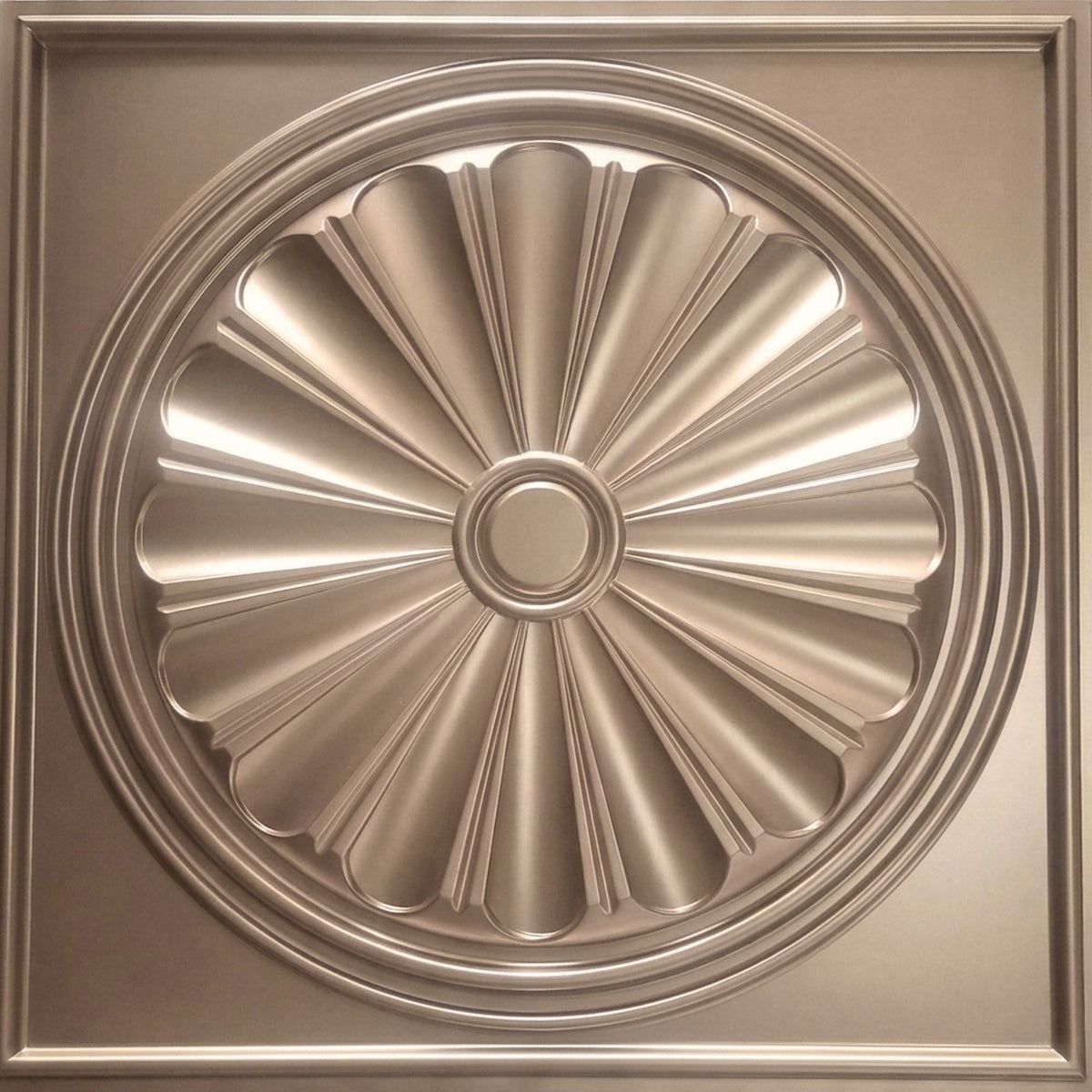 Modern PVC False Ceiling - 60x60 cm Sunburst Design Metallic Coffee
