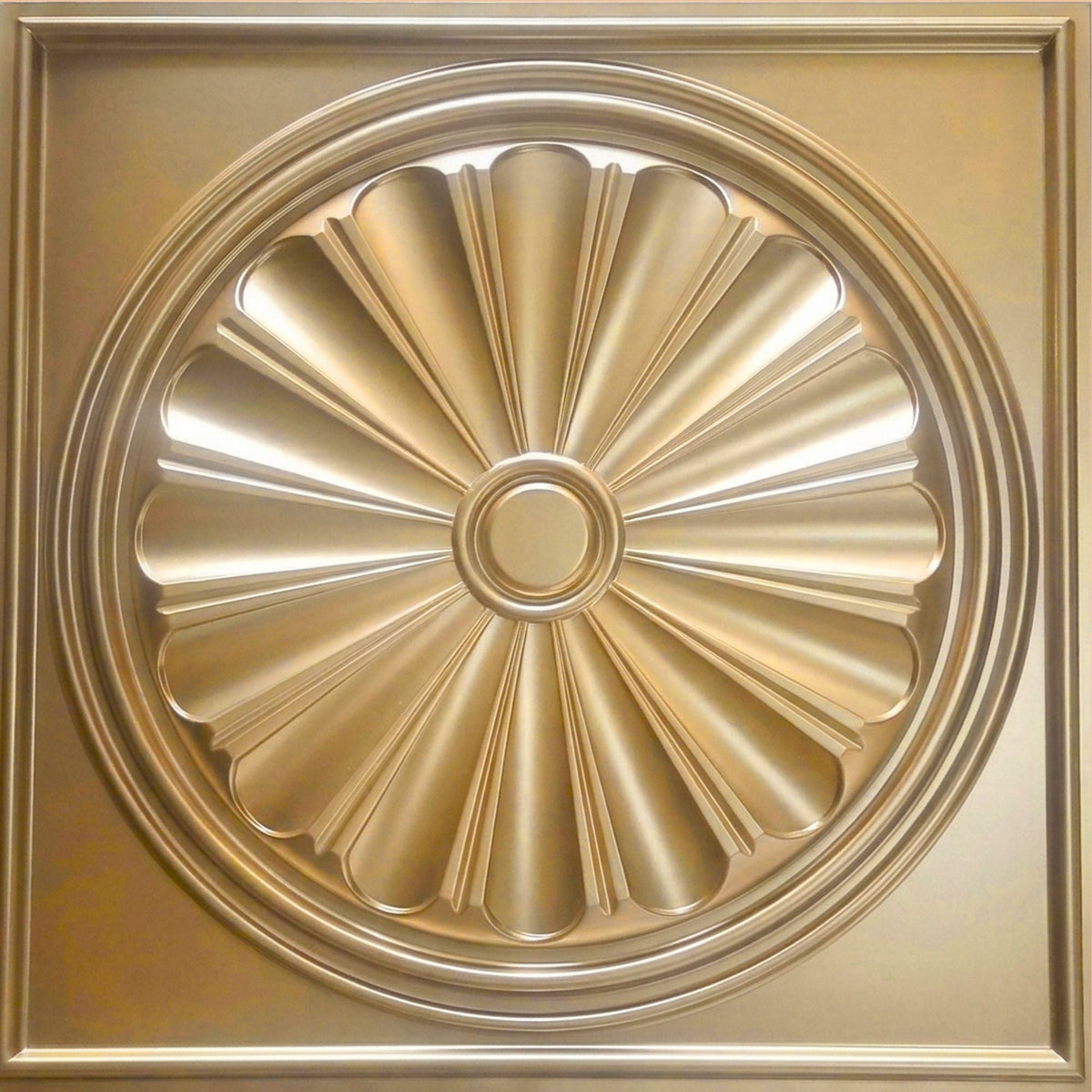 Modern PVC False Ceiling - 60x60 cm Sunburst Design Champagne Gold
