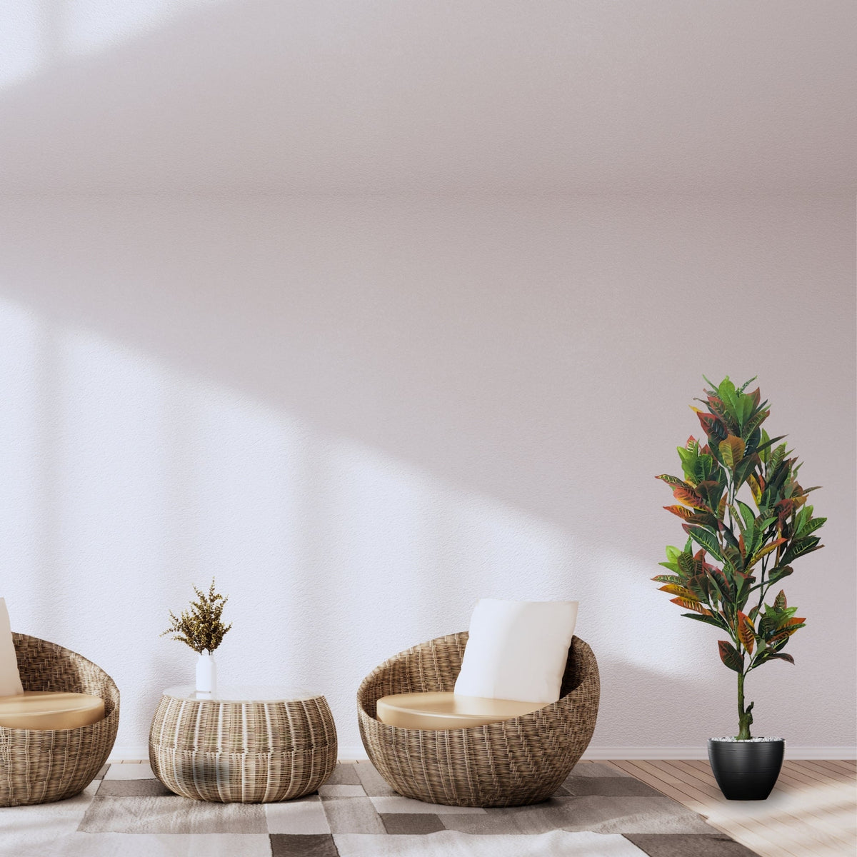 Artificial Croton Plant with Pot for Home Decor