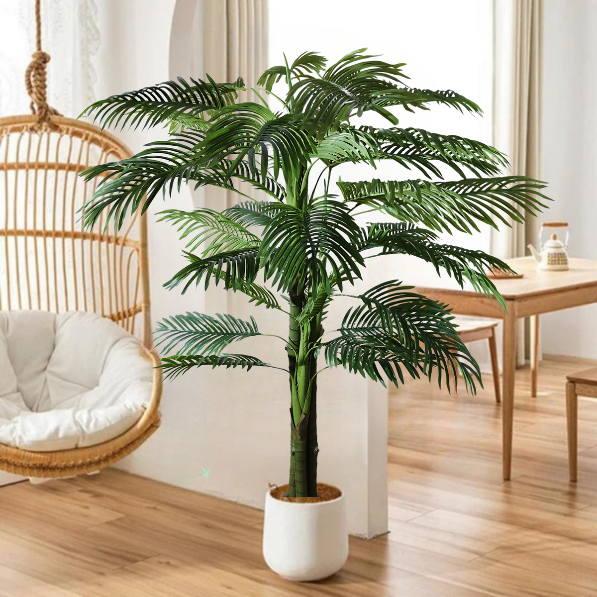 Artificial Palm Tree for Home Decor with Pot and 3 Stems