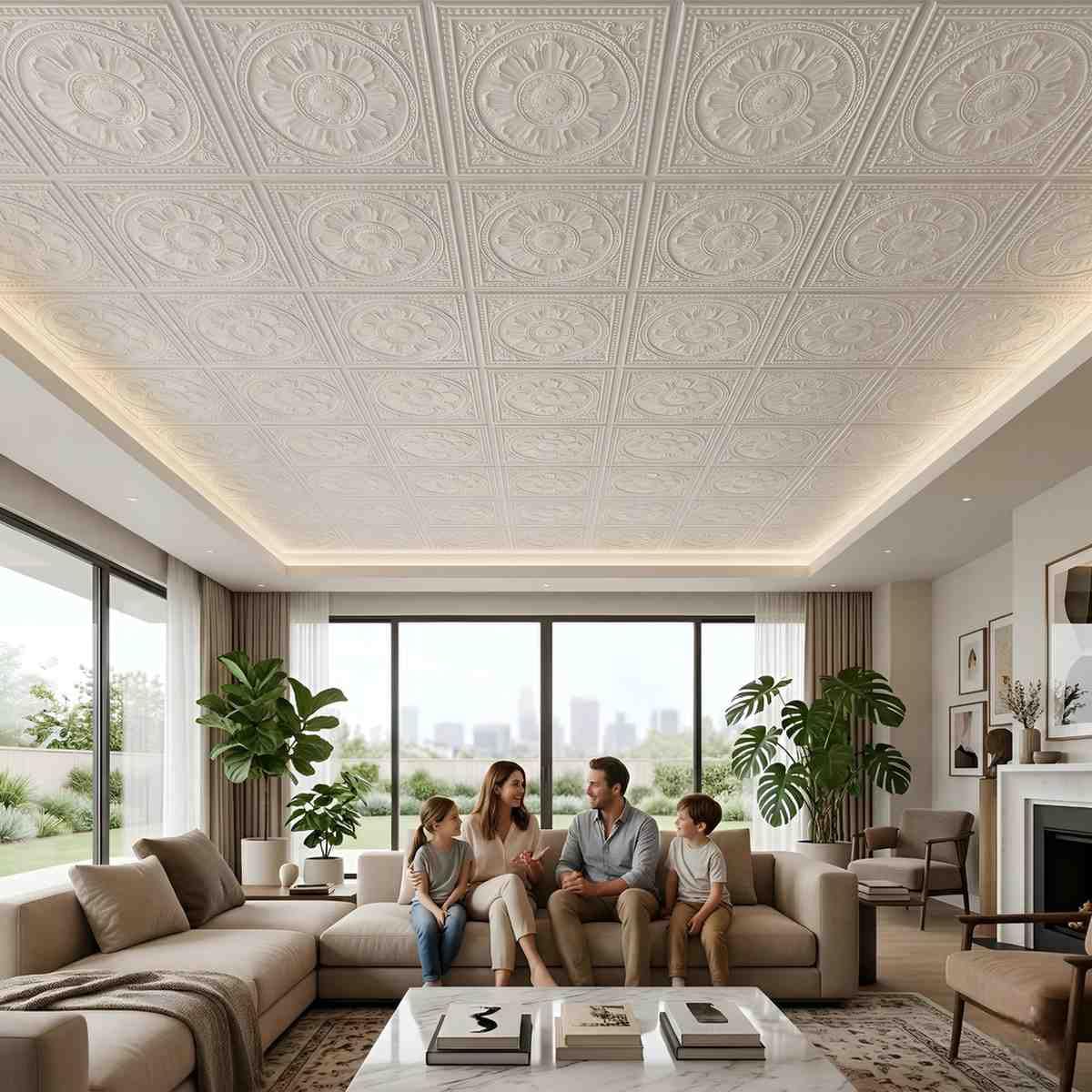 Modern PVC False Ceiling 60x60 cm - Orante Design | White