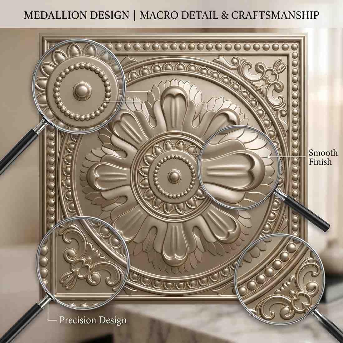 Modern PVC False Ceiling 60x60 cm - Orante Design | Metallic Coffee
