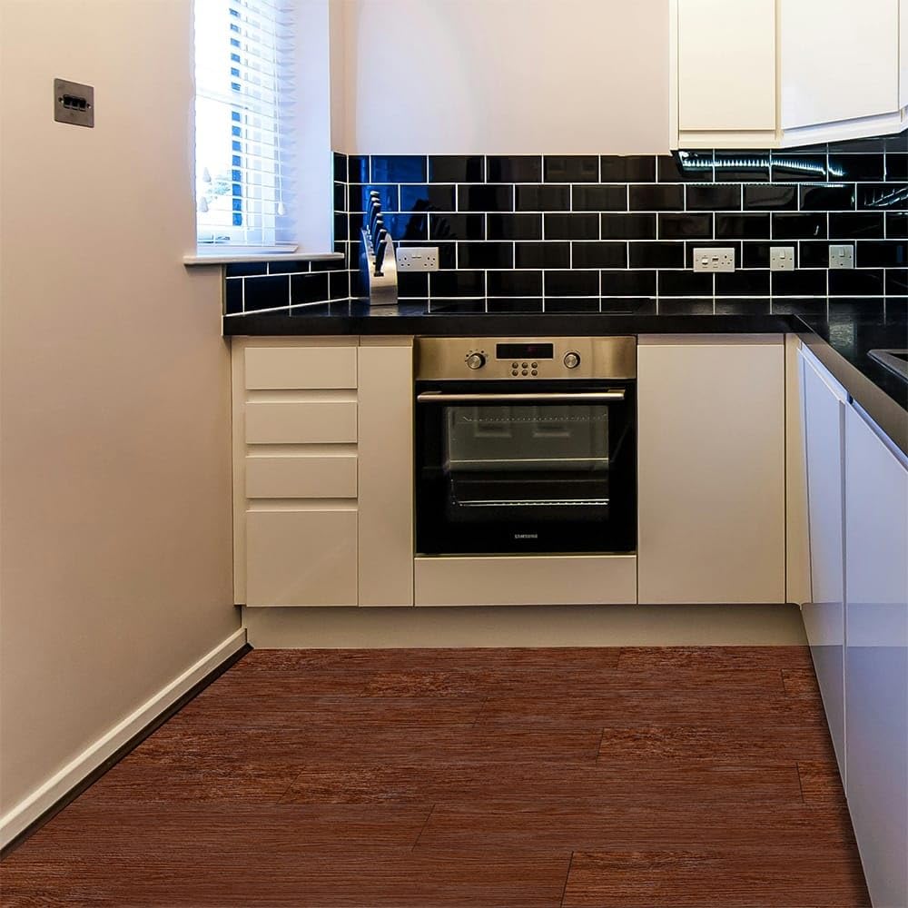 Peel and stick vinyl  floor planks - 91 X 15 cm (36pcs in a pack) covering 54sqft area- Dark Brown