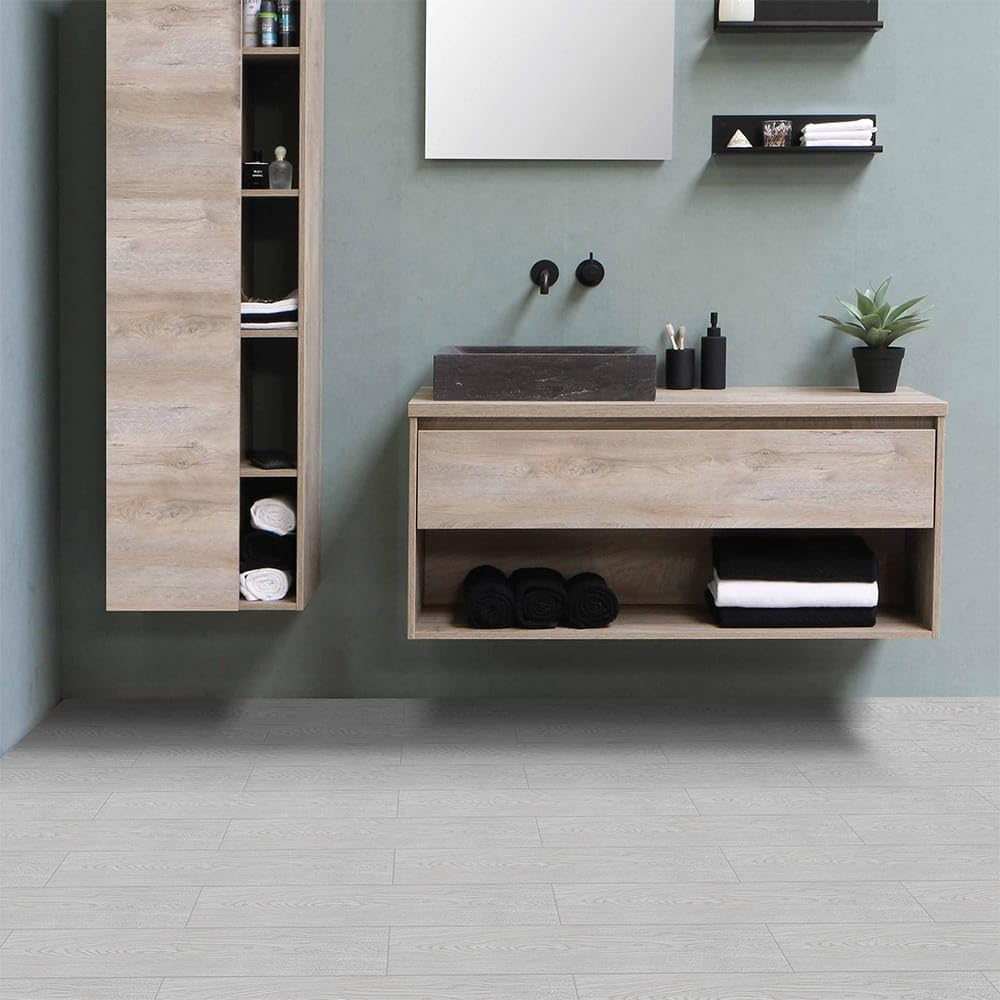 Peel and stick vinyl  floor planks - 91 X 15 cm (36pcs in a pack) covering 54sqft area- Light Grey