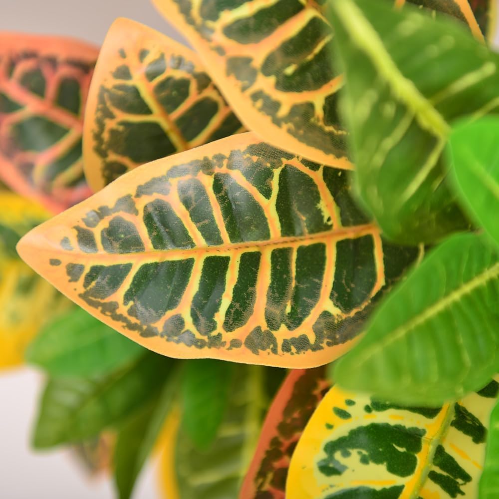 Artificial Croton Plant with Pot for Home Decor