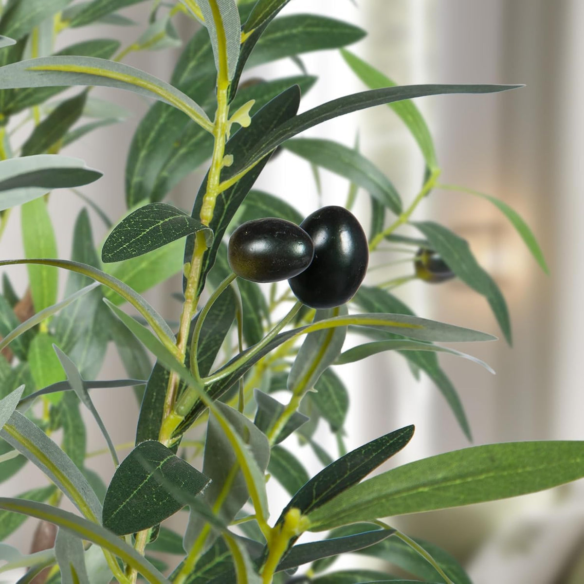 Artificial Plant Olive Tree | Lifelike Faux Olive Plant with Plastic Pot for Home Office