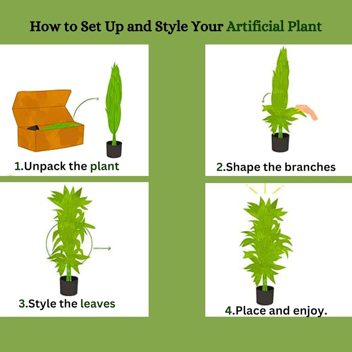 Artificial Palm Plant for Home Decor with Pot (Iron Rod Stems)
