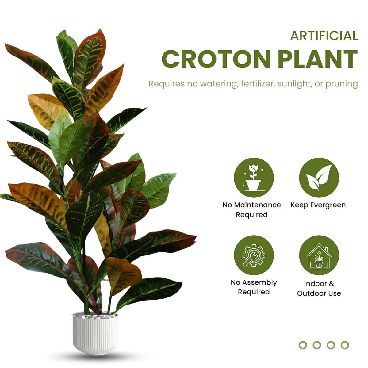 Artificial Croton Plant with Pot for Home Decor