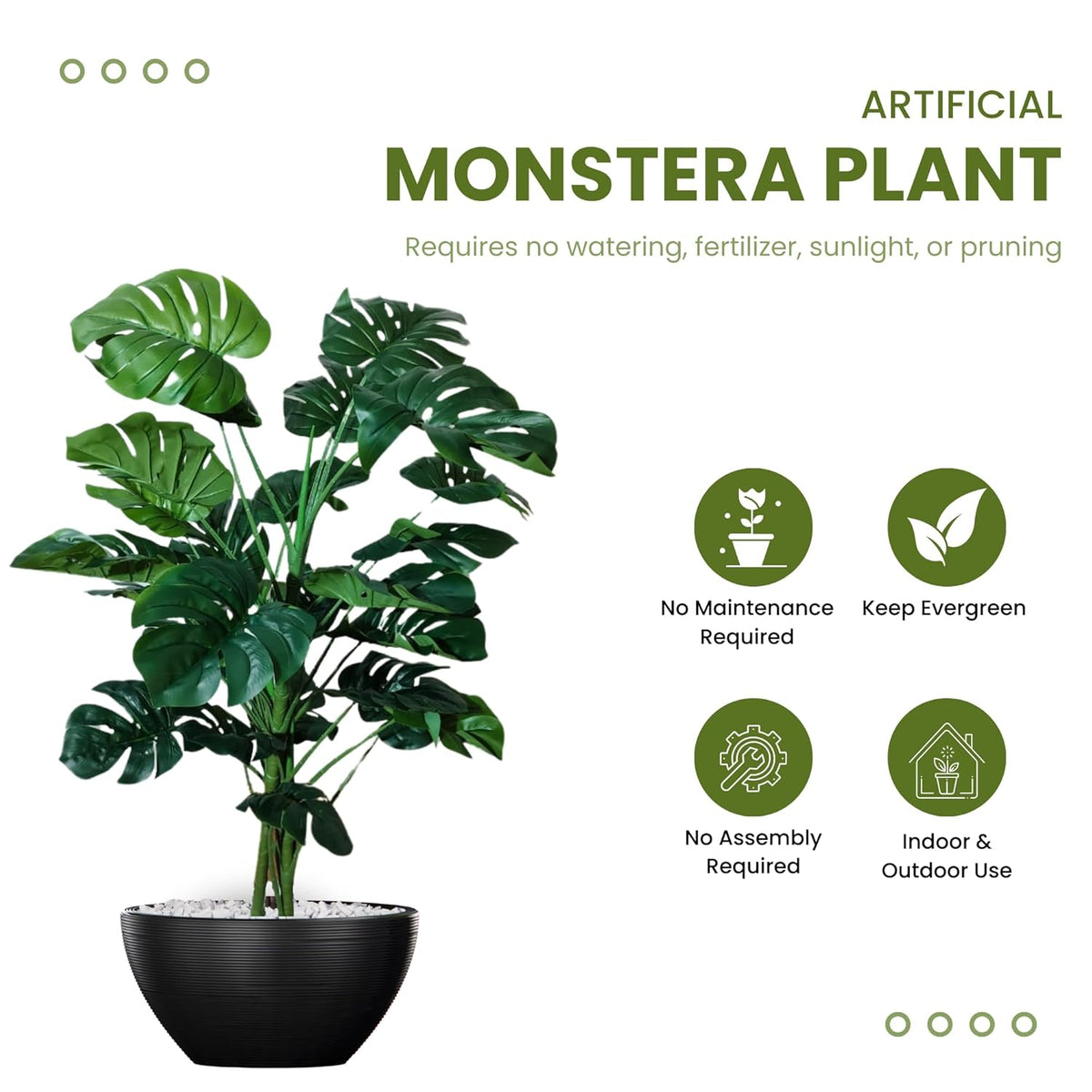 Artificial Monstera Plant with Pot for Home Decor