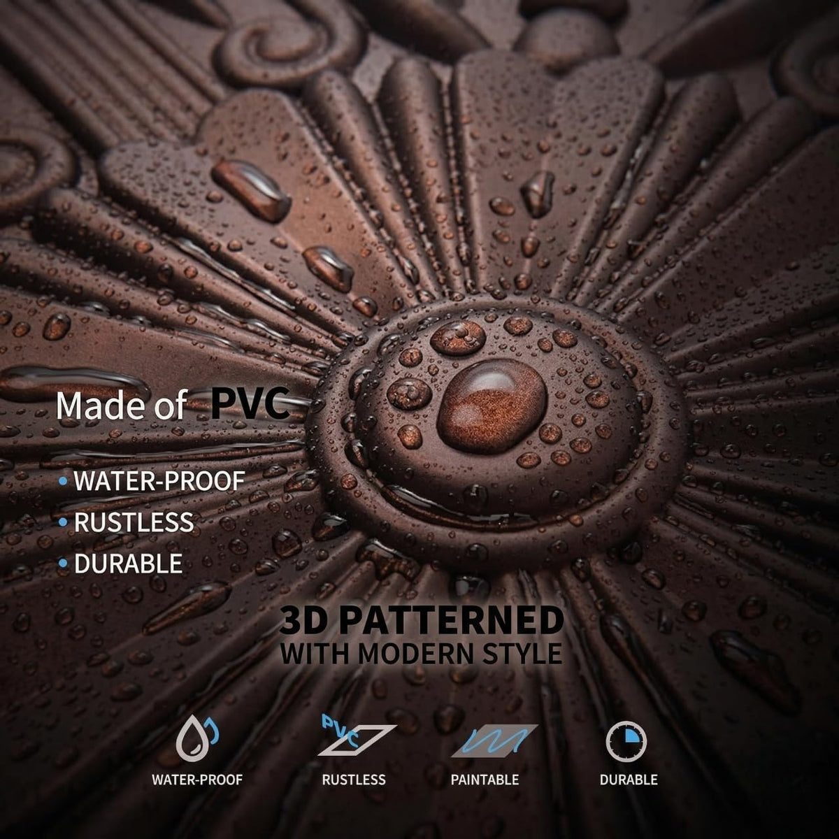 Modern PVC False Ceiling 60x60 cm - Orante Design | Red Copper
