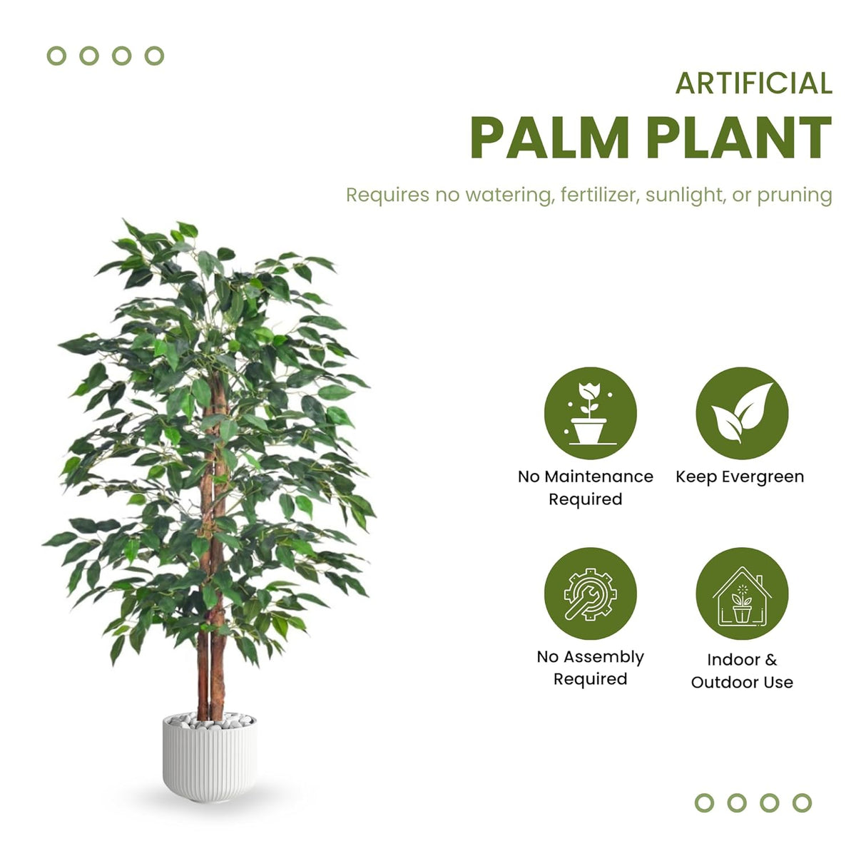 Artificial Ficus Tree with Pot for Home Decor