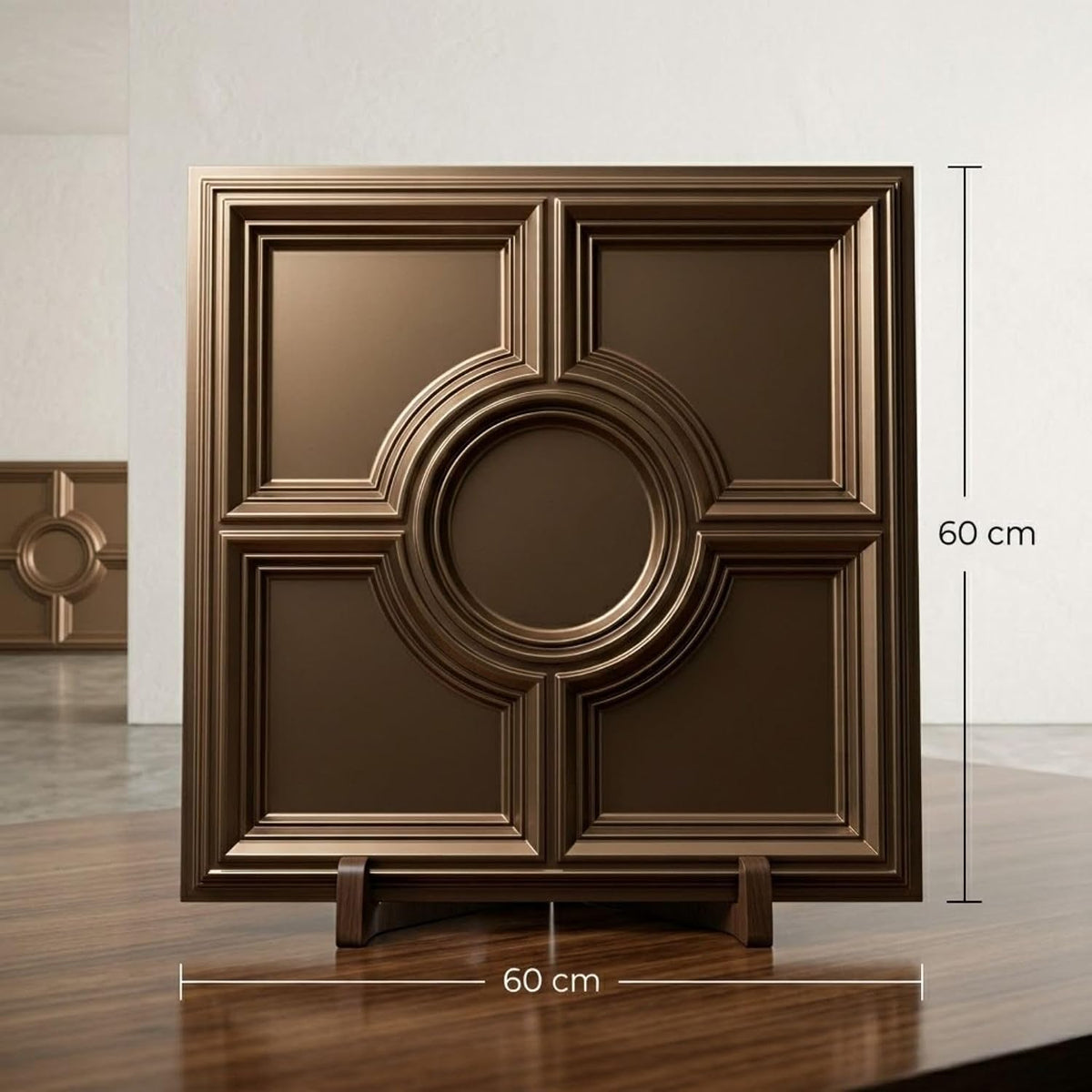 Modern PVC False Ceiling - 60x60 cm Medallion Design Metallic Coffee