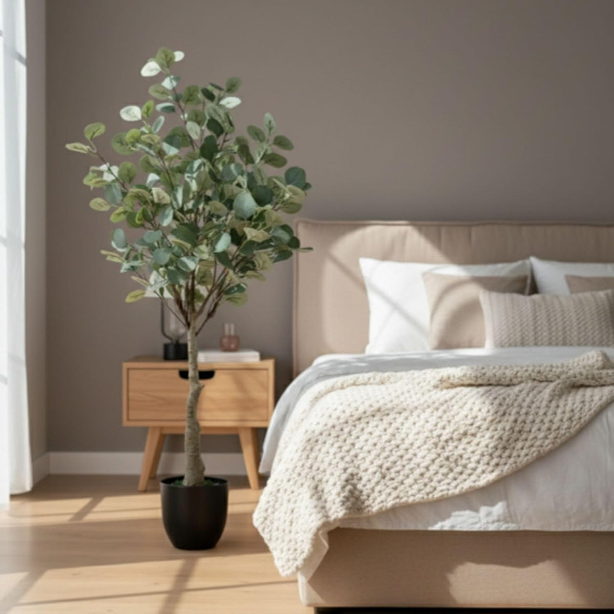 Artificial Eucalyptus Tree (Nilgiri/Safeda Plant) with Pot
