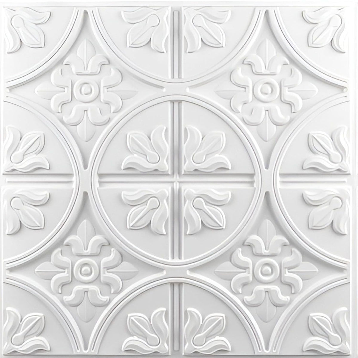 Modern PVC False Ceiling - 60x60 cm Ornamental Design White