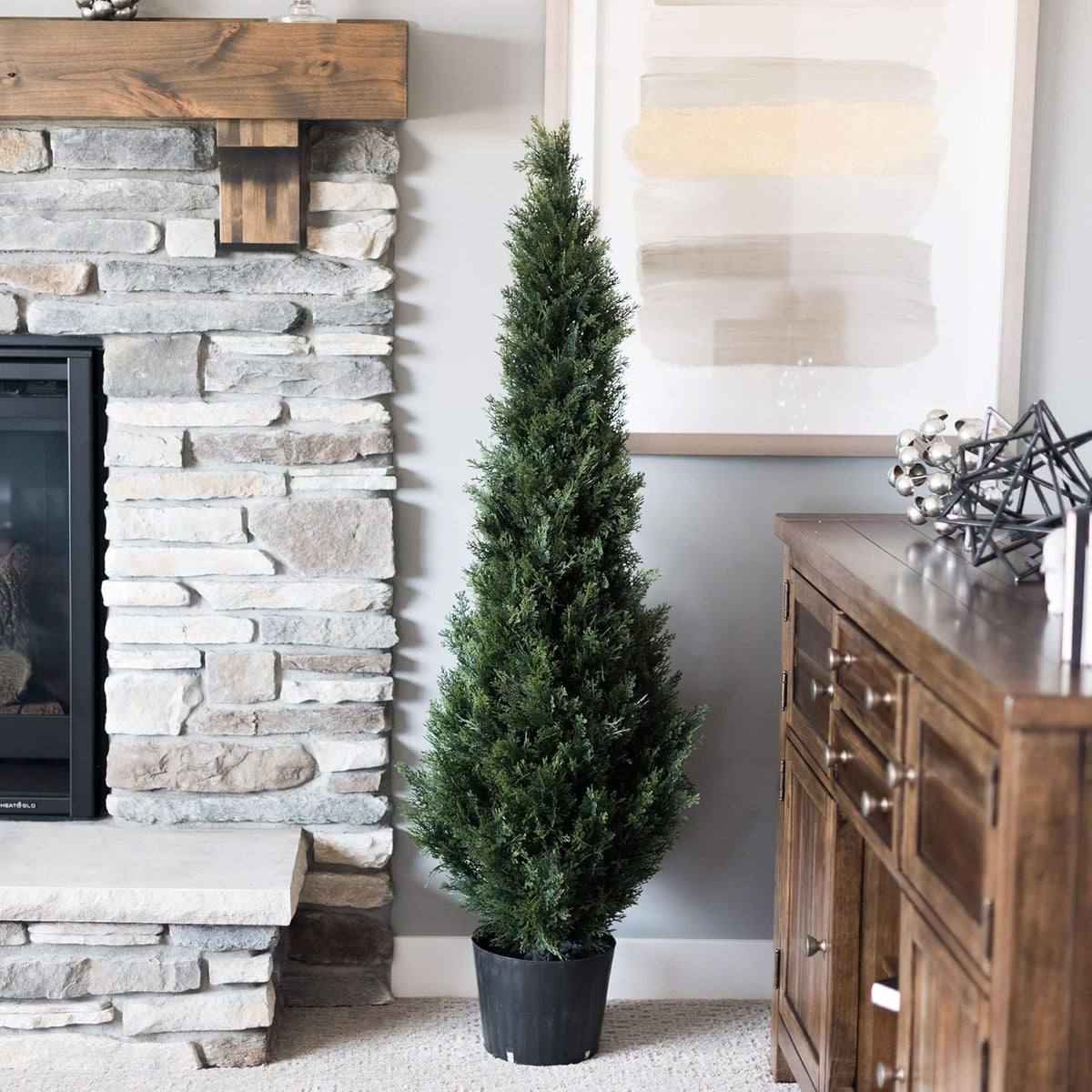Artificial Plant Cedar Tree UV Resistant Cypress Plant With Pot