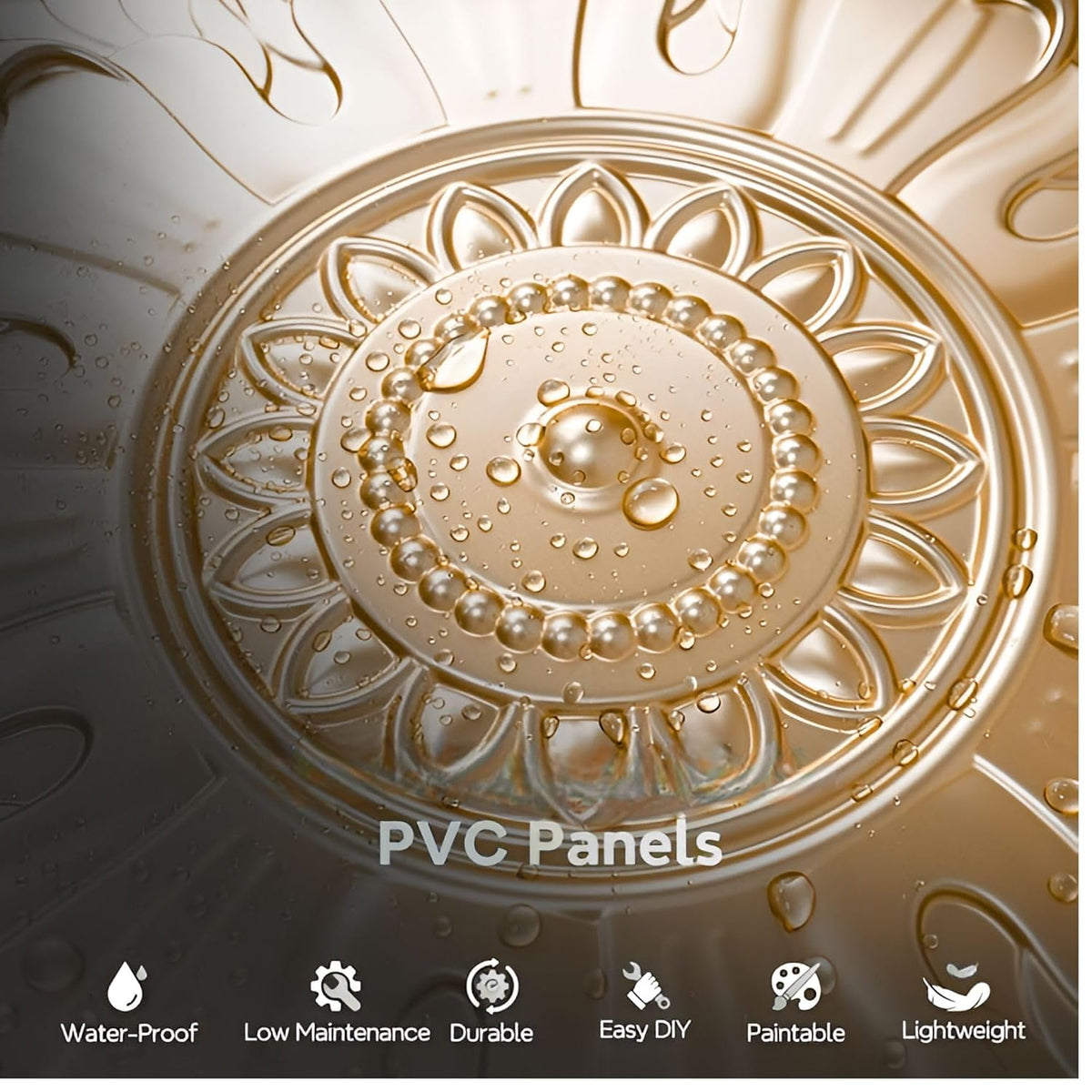 Modern PVC False Ceiling 60x60 cm - Orante Design | Champagne Gold