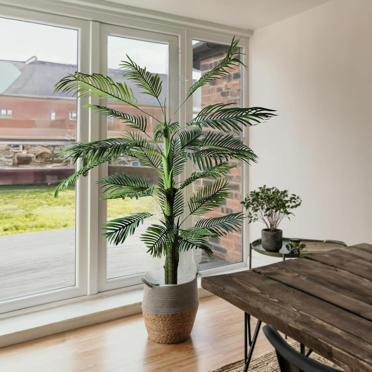 Artificial Palm Tree for Home Decor with Pot and 3 Stems