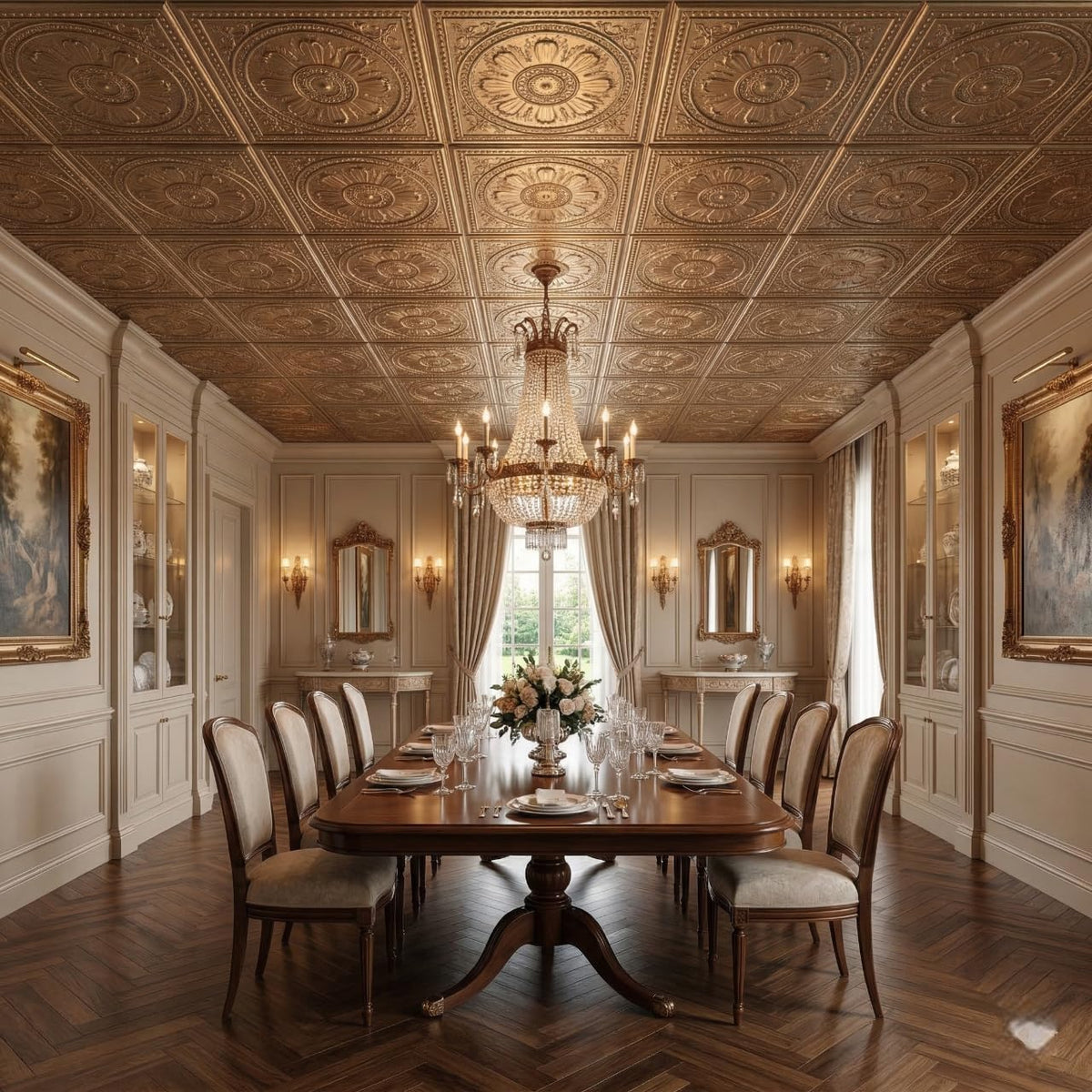 Modern PVC False Ceiling 60x60 cm - Orante Design | Champagne Gold