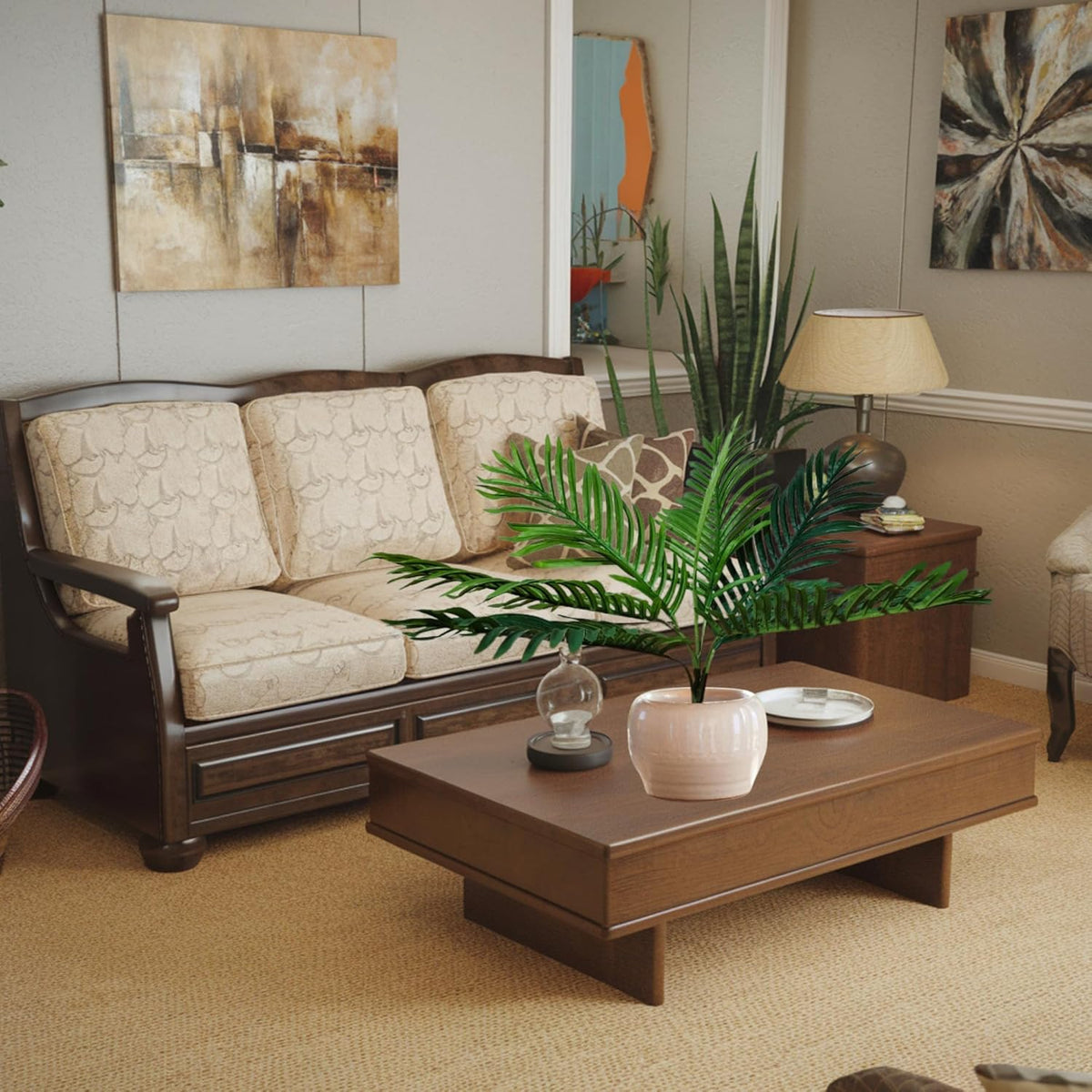 Artificial 1.75 Feet Palm Tree for Home Decor (Pack of 2)