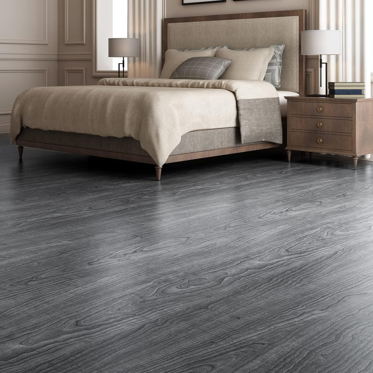 Peel and stick vinyl  floor planks - 91 X 15 cm (36pcs in a pack) covering 54sqft area- Light Wood