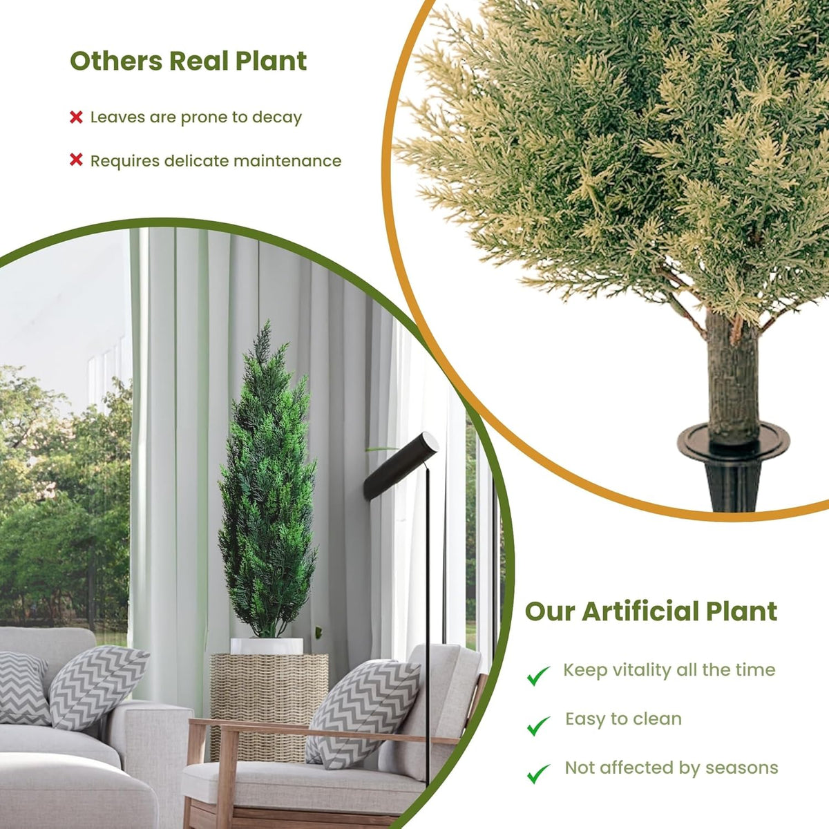 Artificial Plant Cedar Tree UV Resistant Cypress Plant With Pot
