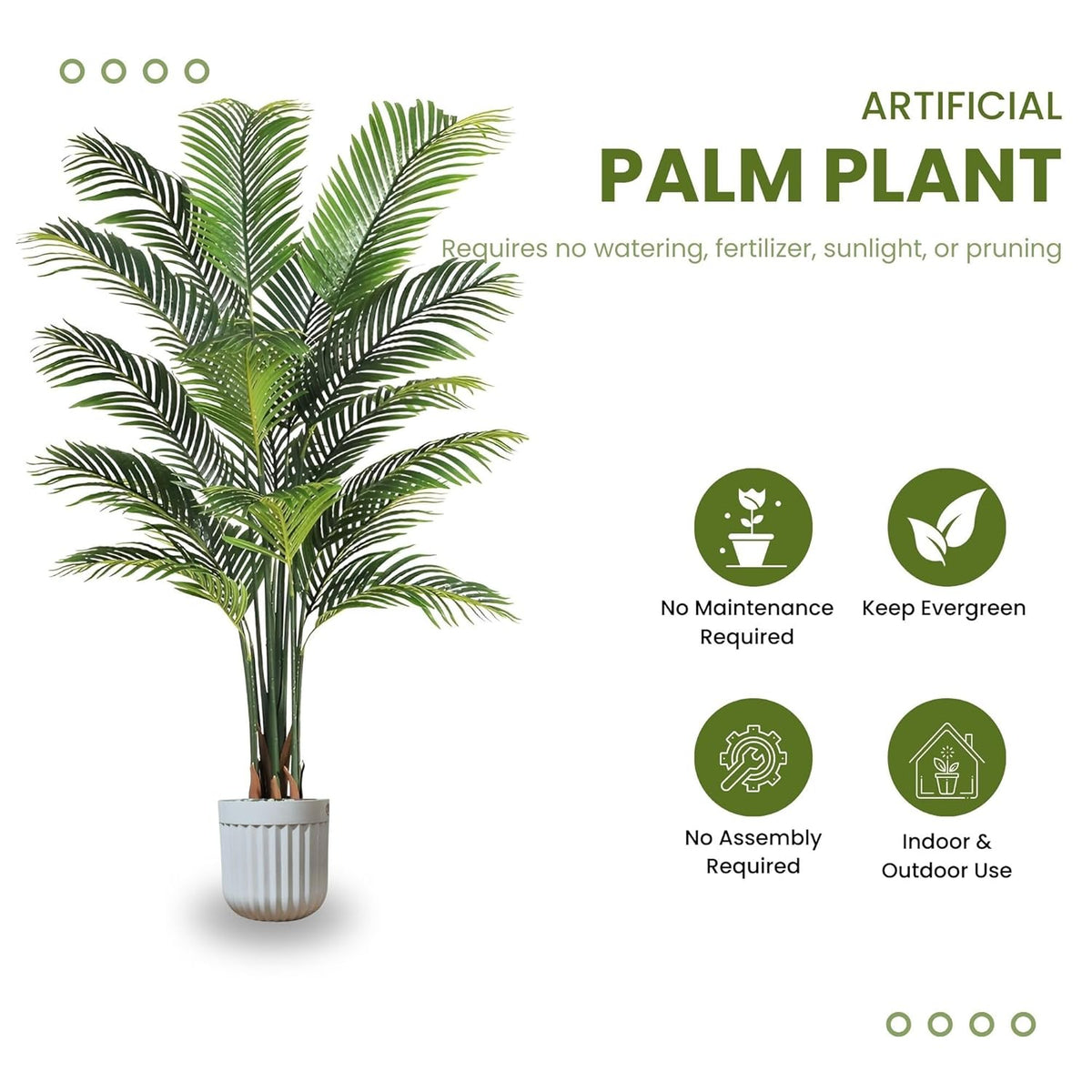 Artificial Palm Plant for Home Decor with Pot (Iron Rod Stems)