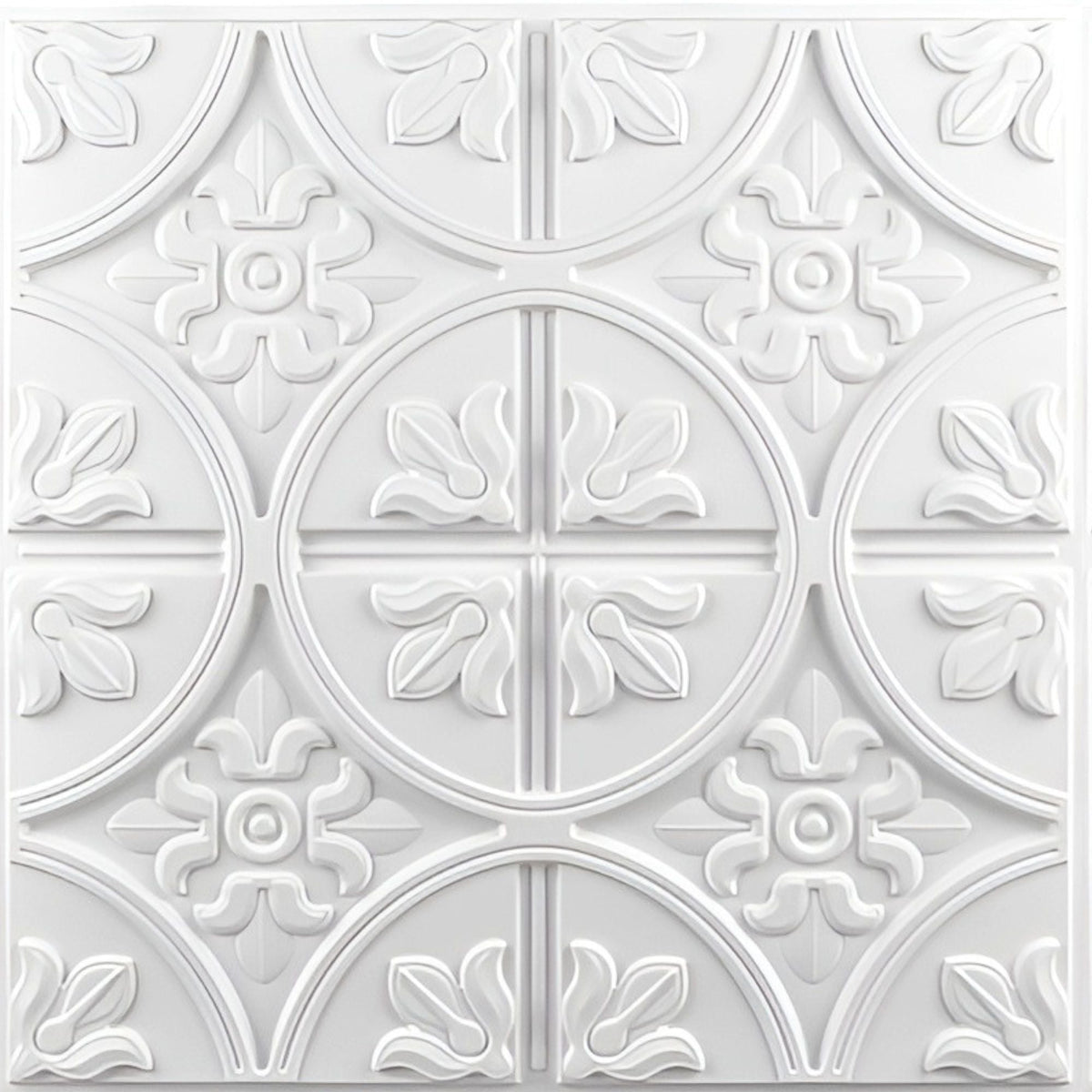 Modern PVC False Ceiling - 60x60 cm Ornamental Design White