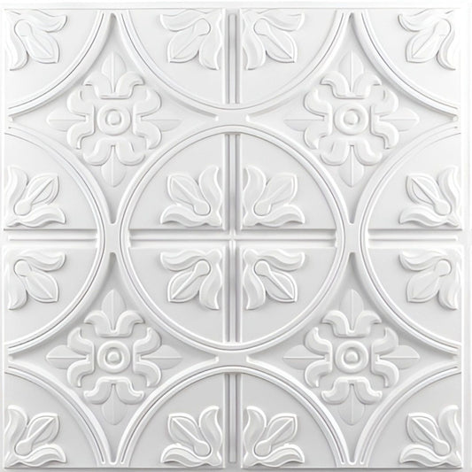Modern PVC False Ceiling - 60x60 cm Ornamental Design White