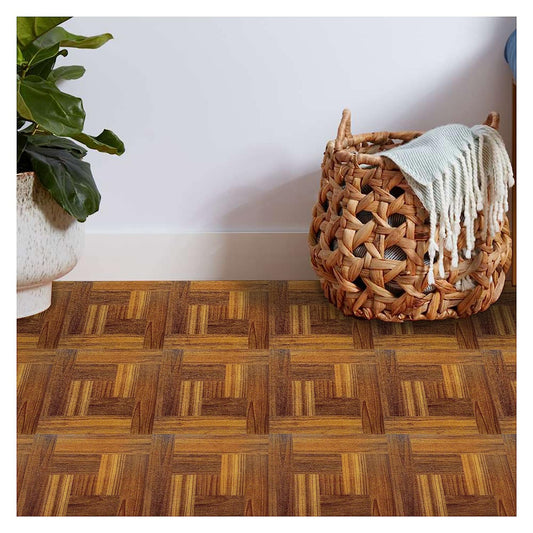 Peel and stick vinyl floor tiles 30 X 30cm (11pcs in a pack) covering 11sqft area- Brown