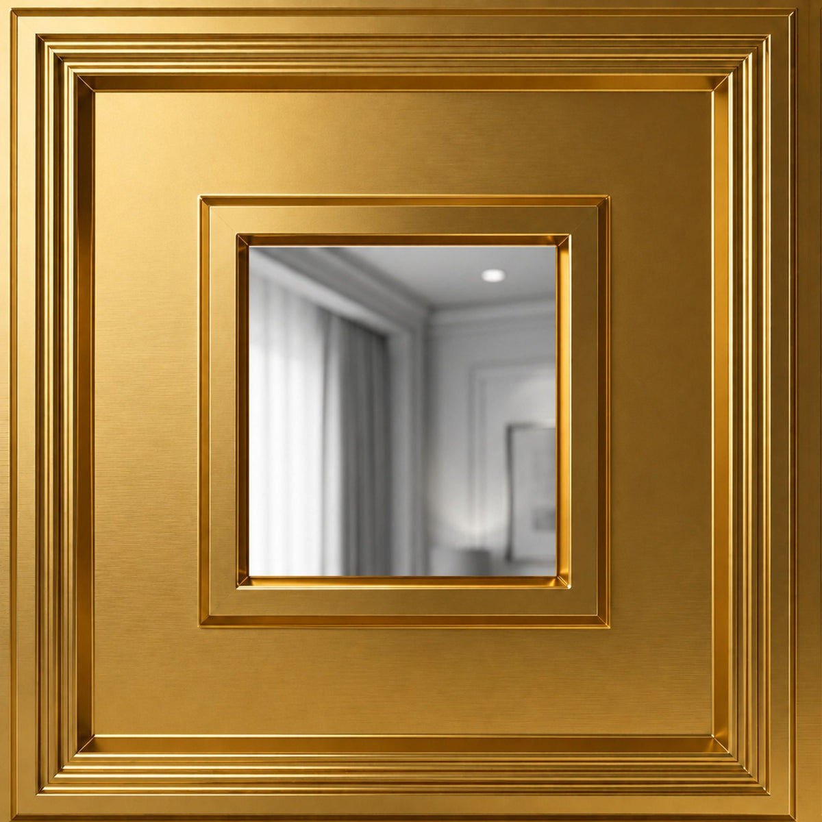 Modern PVC False Ceiling - 60x60 cm Square Design Champagne Gold With Silver Mirror
