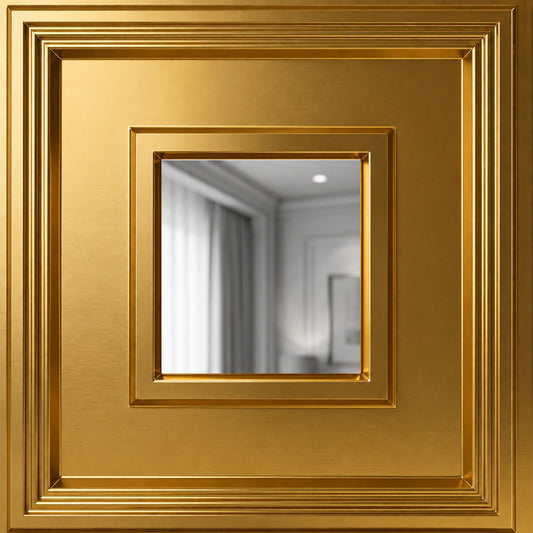 Modern PVC False Ceiling - 60x60 cm Square Design Champagne Gold With Silver Mirror