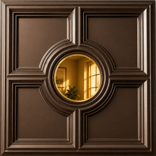 Modern PVC False Ceiling - 60x60 cm Regal Medallion Design Metallic Gold With Gold Mirror
