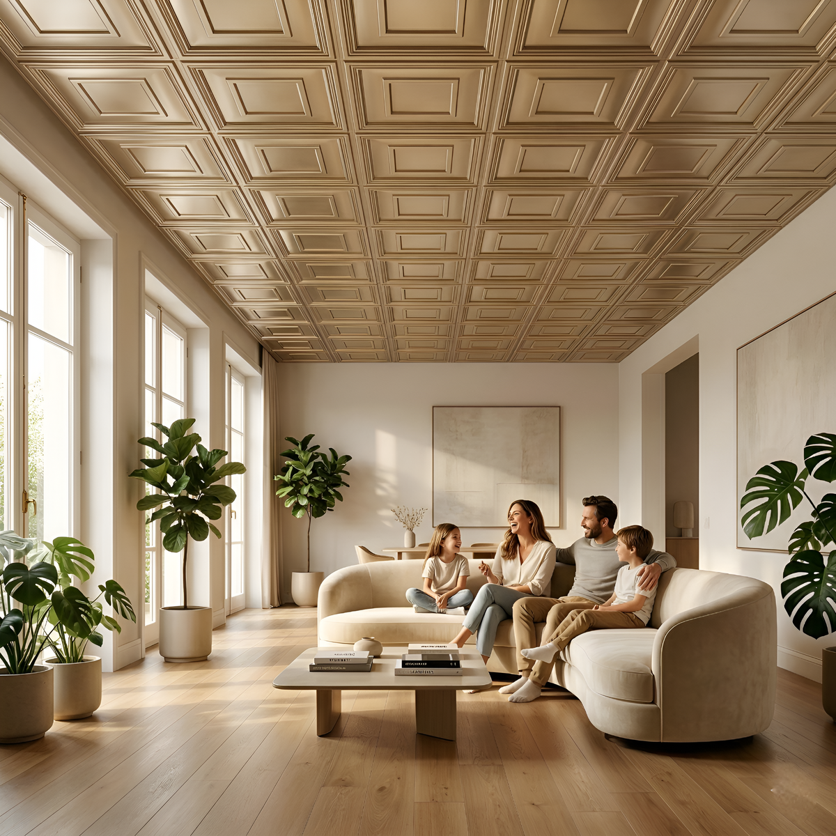 Modern PVC False Ceiling - 60x60 cm Square Design Metallic Coffee