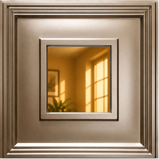 Modern PVC False Ceiling - 60x60 cm Square Design Metallic Coffee With Gold Mirror
