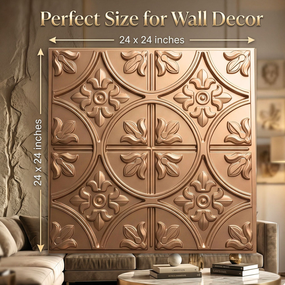 Modern PVC False Ceiling - 60x60 cm Ornamental Design Metallic Coffee