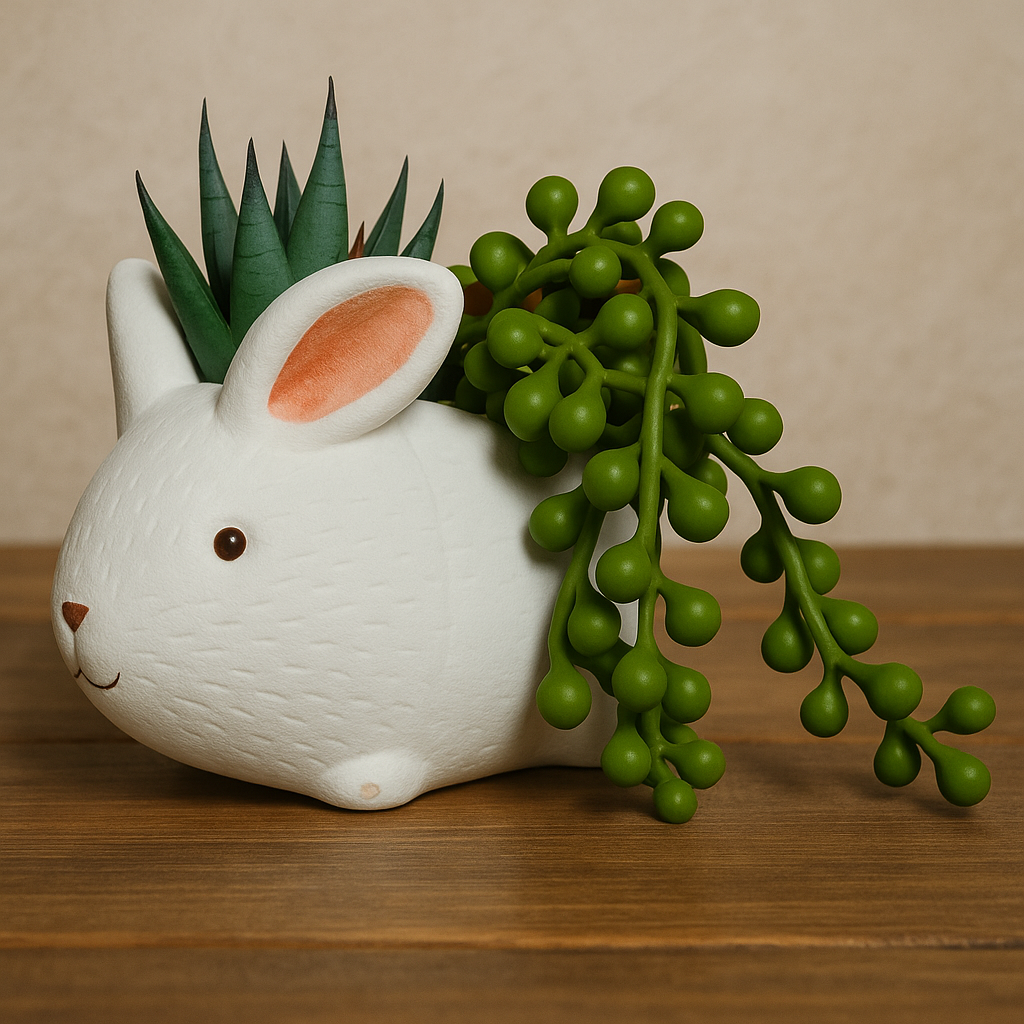 Artificial Succulent Plant with Cute Ceramic Pot for Home Decor - (Pack of 4)