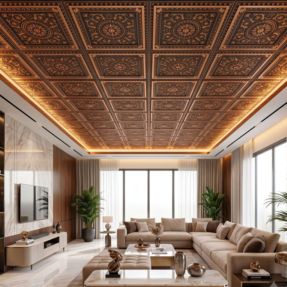 Modern PVC False Ceiling - 60x60 cm Rajwada Design