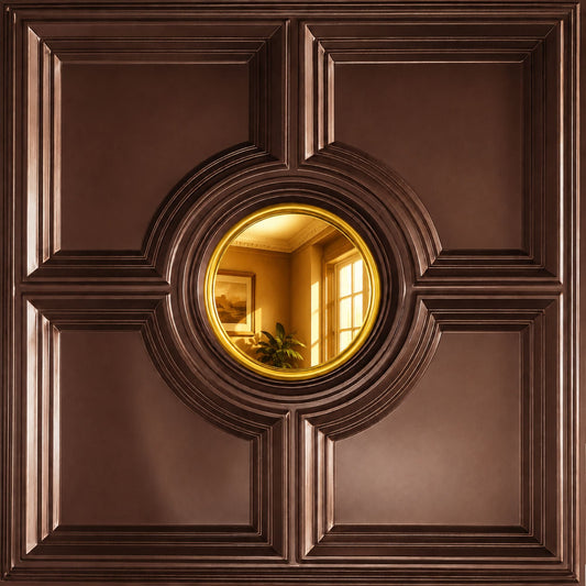 Modern PVC False Ceiling - 60x60 cm Regal Medallion Design Red Copper With Gold Mirror