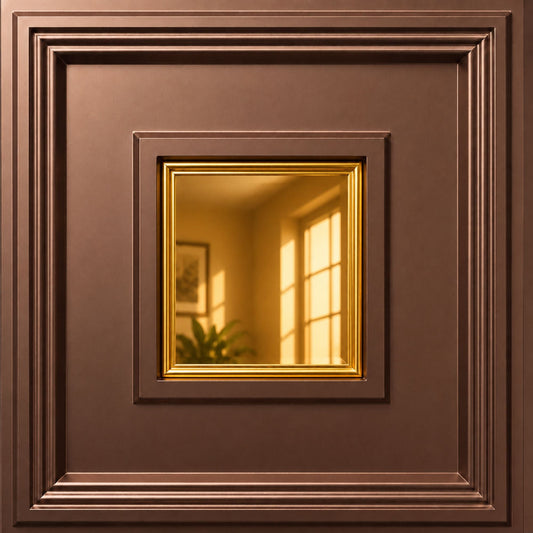Modern PVC False Ceiling - 60x60 cm Square Design Red Copper With Golden Mirror