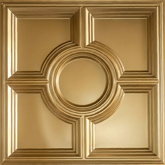 Modern PVC False Ceiling - 60x60 cm Medallion Design Champagne Gold