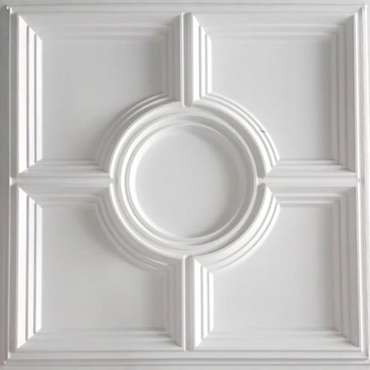 Modern PVC False Ceiling - 60x60 cm Medallion Design White