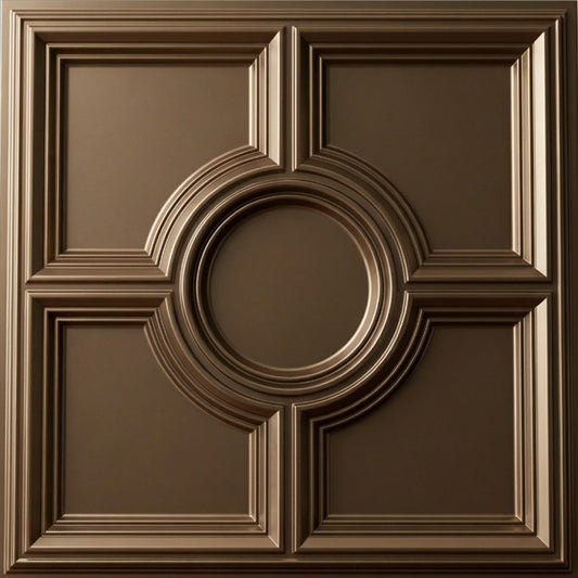 Modern PVC False Ceiling - 60x60 cm Medallion Design Metallic Coffee